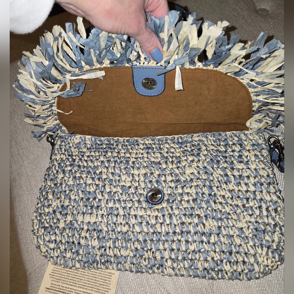 NWT Patricia Nash Blue Fog Woven Fringe Crossbody Bag - Picture 3 of 7